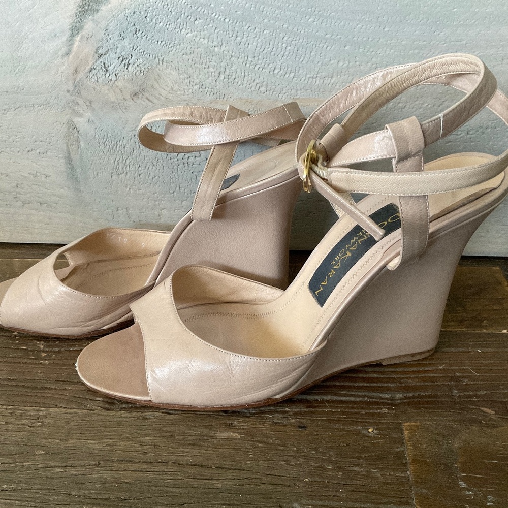 Donna Karan Nude Wedge Sandals